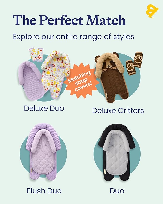 Travel Bug Baby & Toddler 2-in-1 Head Support Duo Head Support for Car Seats, Strollers & Bouncers (Grey/White)