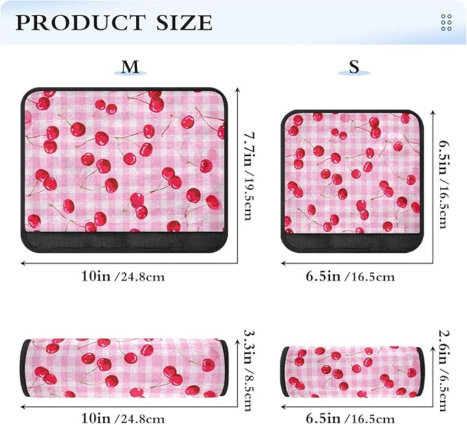 2 Pack Seatbelt Covers Seat Belt Cover Pad for Adults Boys Girls Car Seat Strap Covers Pads Cushion Universal Shoulder Strap Pad Protector for Backpack Camera Bag 10x7.7Inch Pink Juicy Checkered Cherr