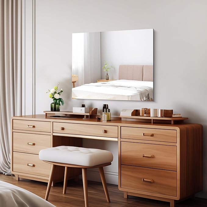 Frameless Mirror, 24x30 Inch Bathroom Mirror for Wall, Rectangle Bathroom Vanity Mirrors with Polished Edge, Hangs Horizontally or Vertically for Bathroom, Bedroom and Living Room