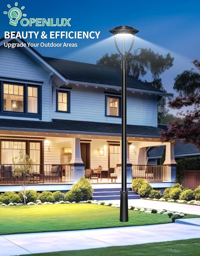 10 Pack LED Post Top Light ETL Listed 100W 80W 60W Adjustable Outdoor Pole Lights with Photocell IP65 Waterproof Post LED Fixture 5000K for Garden Yard Street Lighting