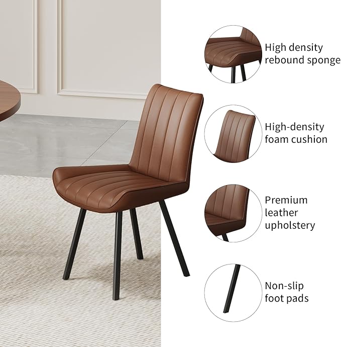 Walnut Round Dining Table Set for 4, Mid-Century Modern Kitchen Table and Chairs, Small Space Dining Room Furniture for Apartment, Breakfast Nook or Studio (Boxwood-Storage Table+4 Brown Chairs)