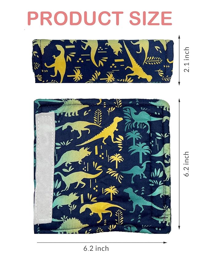 Baby Car Seat Neck Cover, Car Seat Strap Cover, Seat Belt Cushions Pads, Shoulder Strap Protectors, Reversible Pram Harness Covers in Minky Dinosaur, Baby Neck Pad Protector