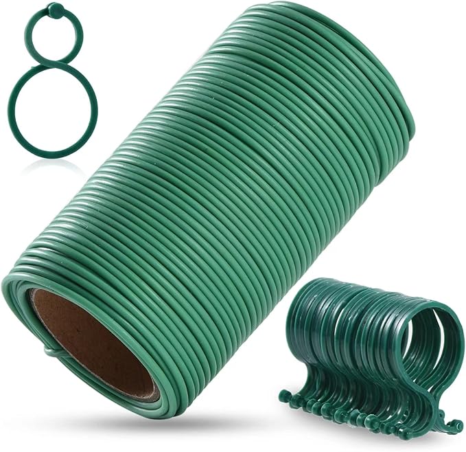 118ft Soft Green Twist Garden Ties with 20PCS Clips for Plants - 2mm Diameter