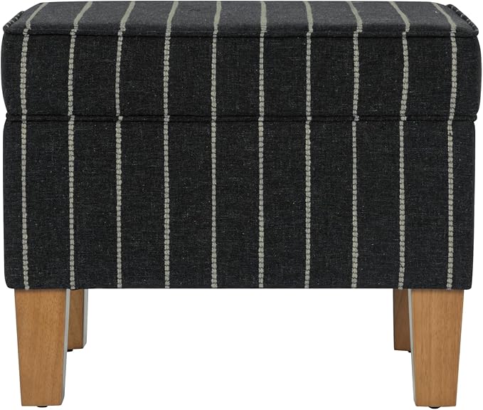 Home Decor | Dinah Collection Modern Storage Ottoman | Ottoman with Storage for Living Room & Bedroom(Black with Boucle Stripe)