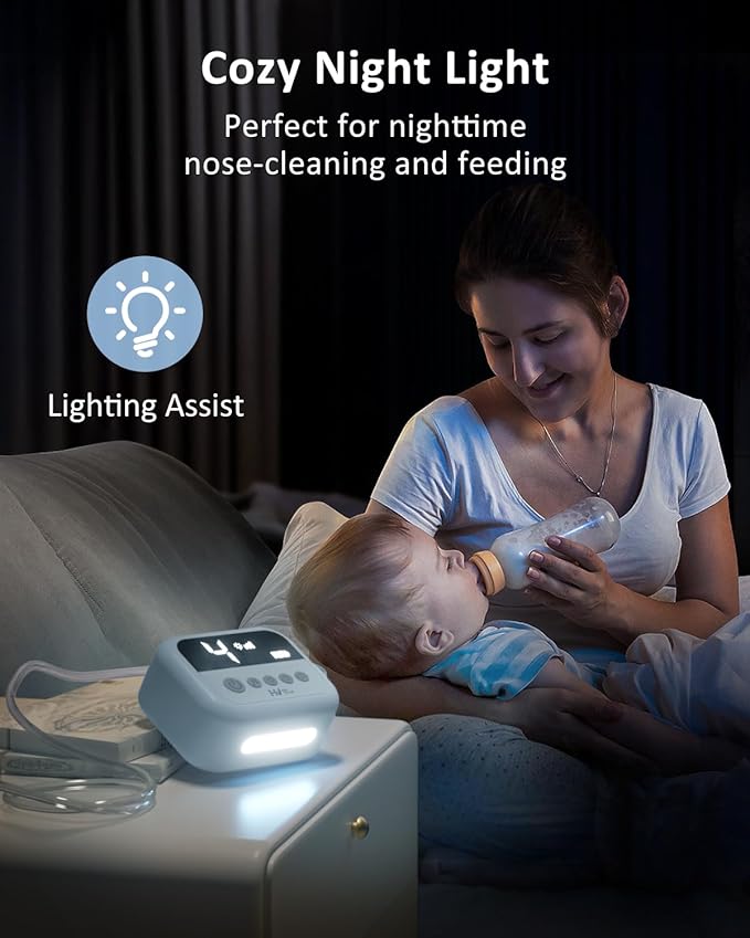 HEYVALUE Nasal Aspirator for Baby, Hospital Grade Nose Sucker with 9 Levels Suction, Night Light and Nursery Rhyme Soothing, Electric Nose Suction for Baby with Food-Grade Silicone Tips Blue