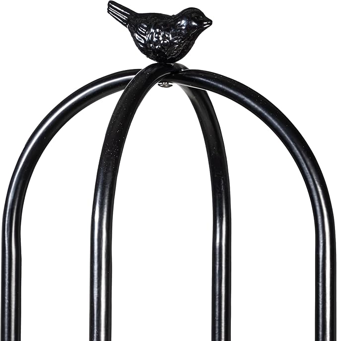 Evergreen Garden Metal Garden Obelisk Trellis for Climbing Plants Outdoor | Indoor Plant Trellis for Potted Plants | Floral Pattern Arch Trellis (7 Feet, Black)