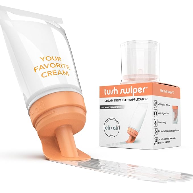 Eli & Ali Tush Swiper - Diaper Rash Cream & Butt Paste Applicator - Universal Fit for Most Diaper Creams | Mess-Free & Hygienic Alternative to Cream Spatula - Carry Less Baby Gear - Orange, 1 Pack