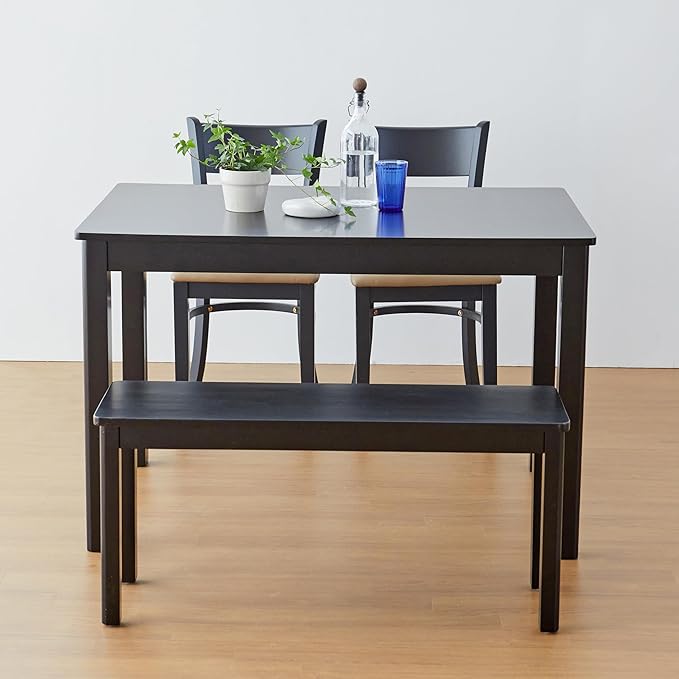 Livinia Cabin 45.3" Wooden Dining Table/Small Rectangular Modern Farmhouse Solid Wood Kitchen Table Desk (Black)
