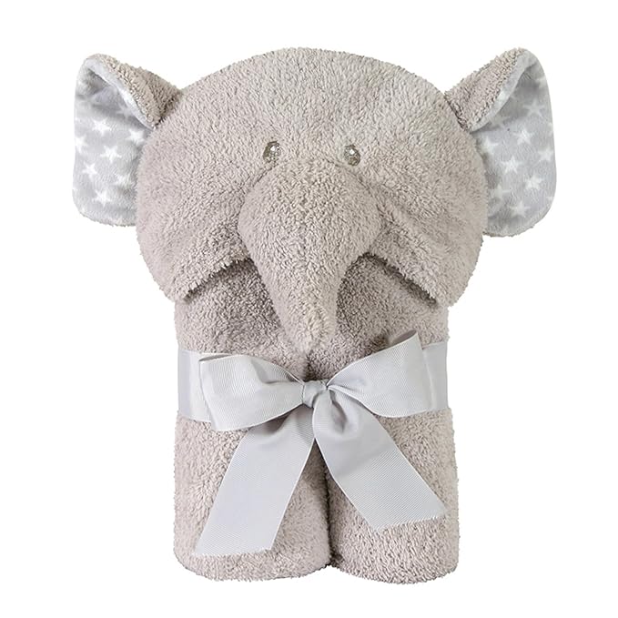 Stephan Baby Terry Plush Hooded Bath Towel, Gray Elephant, 0-24 Months