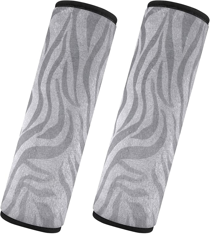 2 Pack Seatbelt Covers Seat Belt Cover Pad for Adults Boys Girls Car Seat Strap Covers Pads Cushion Universal Shoulder Strap Pad Protector for Backpack Camera Bag 10x7.7Inch Light Silvery Zebra Print