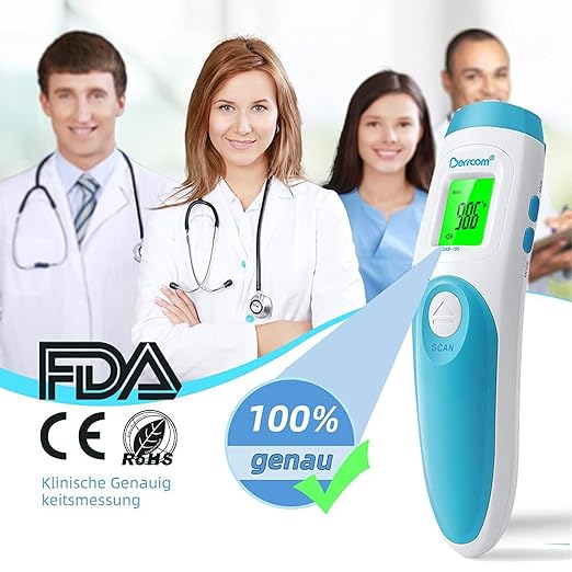 Berrcom Non Contact Forehead Thermometer Digital 3 in 1 Contactless Infrared Thermometer for Babies Adults Objects and Space Instant Measuring Time Memory Function