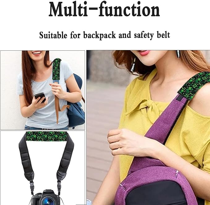 UNICEU Happy St Patrick's Day Car Seat Strap Pads, Lucky Green Leaf Universal Car Seat Belt Pads Cover- Protect Your Neck and Shoulder, Car Accessories Seatbelt Pads