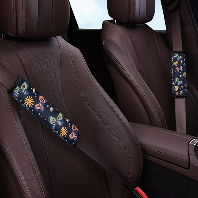Universal Car Seat Belt Cover Pad, Bow Tie Soft Comfortable Shoulder Seatbelt Pads Cushions for Adults and Children Set of 2