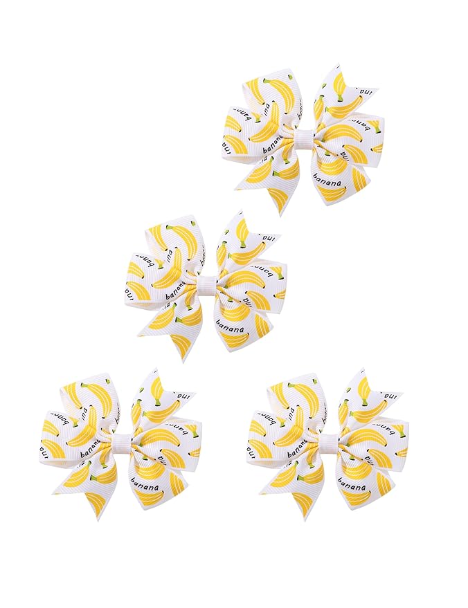 Baby Girls Banana Bow Hair Clips Kids Girls Fruits Bowknot Girls Banana Hair Bow Clips BBG94 (A4)