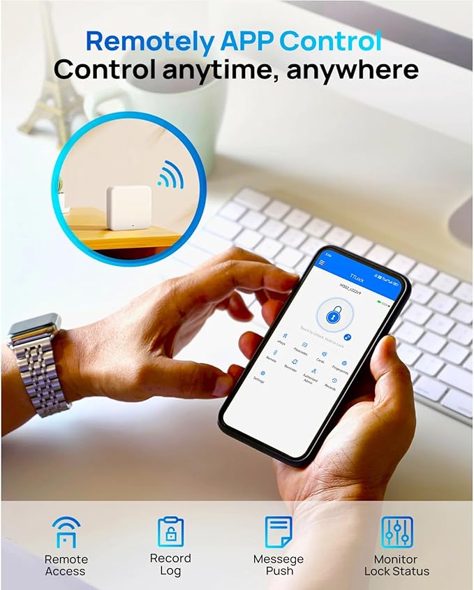 WiFi Smart Keyless Entry Door Lock Set w/Front Door Handle, 0.1s Fingerprint Biometric Unlock, Auto Lock, APP Remote/Passcodes/Cards Control, Keypad Deadbolt, Easy Install for Entry Bedroom