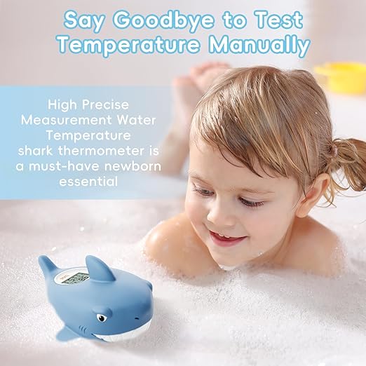 b&h Baby Bath Thermometer - Shark Thermometer for Water Temperature Monitoring, Digital Water & Room Temperature Reader, Safty Toddler Bathtub Floating Toy