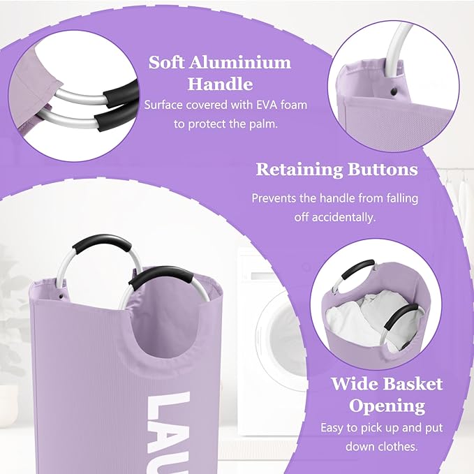 2Pack 95L Purple Collapsible Laundry Basket
