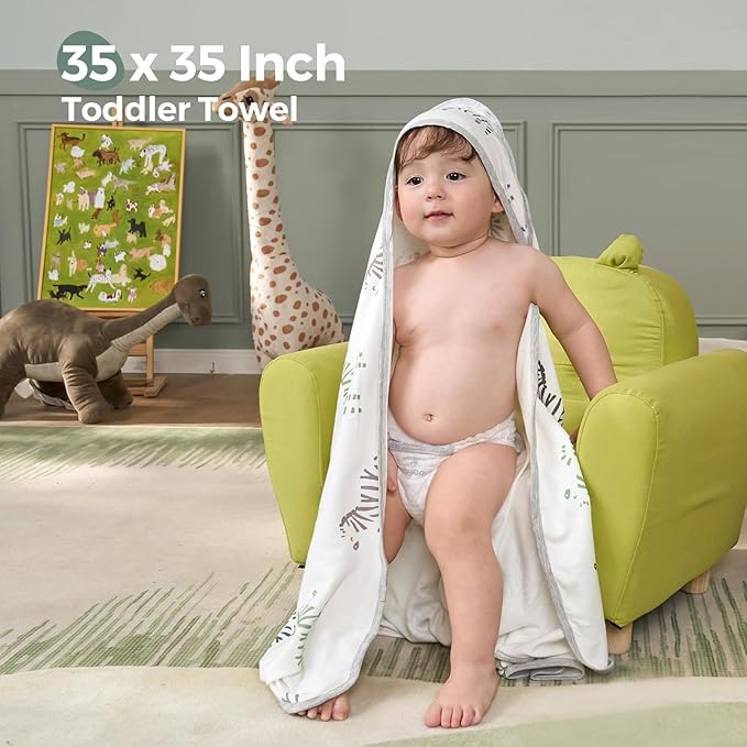 Momcozy Best Wishes Baby Towel with Hooded-Original Design Baby Towel Set -Soft & Absorbent- Shower Gifts or Bath Essential for Infant, Newborn, Toddler