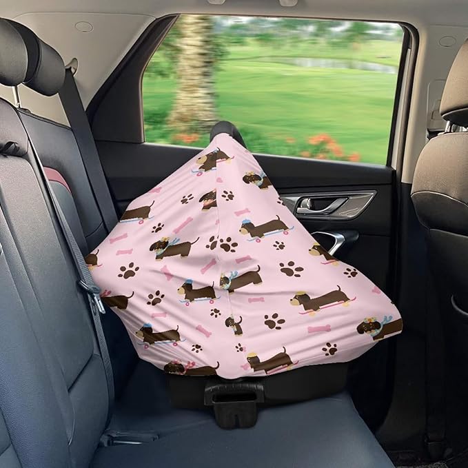 AFPANQZ Dog Paw Dachshund Nursing Cover Breastfeeding Covers Stretchy Babies Car Seat Cover Gender Neutral Soft Breathable Infant Carseat Canopy Shopping Cart Stroller Canopy for Baby