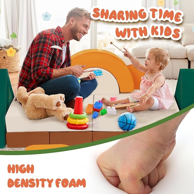 18PCS Modular Kids Play Couch - Junlge Theme Toddler Couch Building Fort, Convertible Sofa Multifunctional Kids Sofa, Toddler Baby Playroom/Bedroom Furniture for Playing, Sleeping