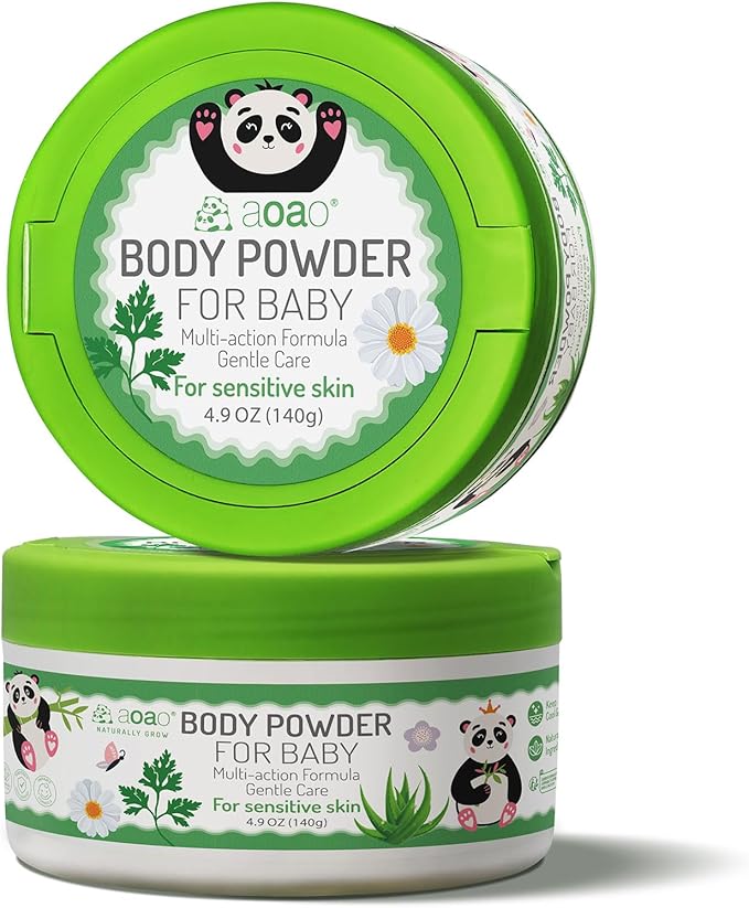 Baby Body Powder with Puff, Natural Cornstarch + Zinc Oxide Skin-Protecting Formula, Talc-Free, Soothing & Gentle Absorption, Newborn Essential, Family-Friendly, 140g/4.9oz (1Pack)