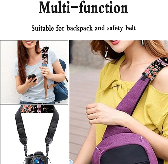 UNICEU Neoprene Soft Car Seatbelt Pads Protector Cover, Forest Floral Dragonfly Print 2 Packs Soft Car Safety Seatbelt Strap for Kids Adults