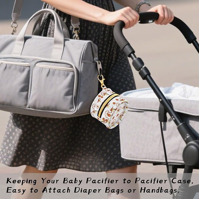 Basketball Print Pacifier Holder Case for Diaper Bag Portable Travel Pacifier Storage Case with Clip Newborn Baby Pouch for Baby Boys Girls Purse Outdoor