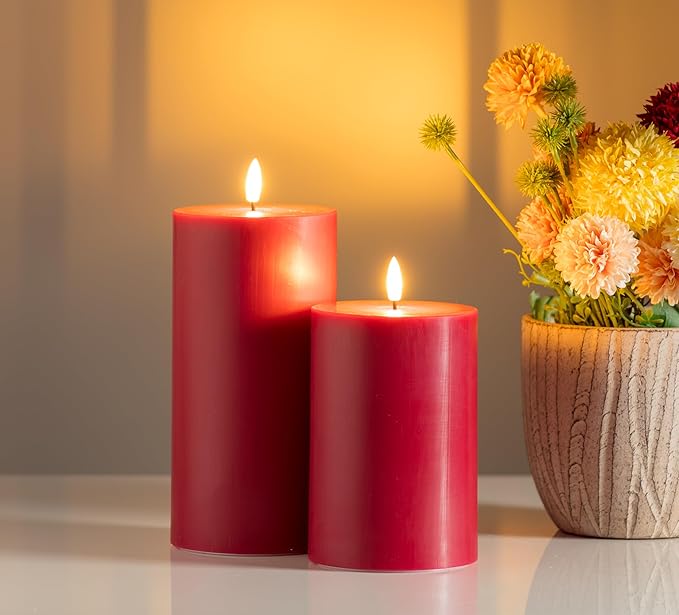 Abbott Collection Wax LED Flameless Pillar Candle - Red (3x6 H)