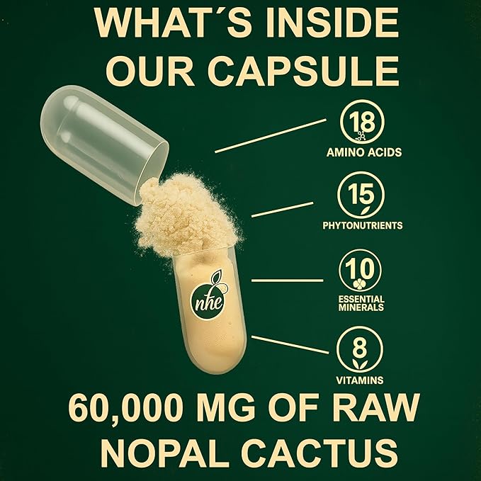 Nopal Cactus Capsules - Freeze Dried Prickly Pear Extract - Fiber Supplement for Metabolic Health Support - Rich in Betalains & Nitrates - Non-GMO - 120 Veggie Caps (2 Bottles)
