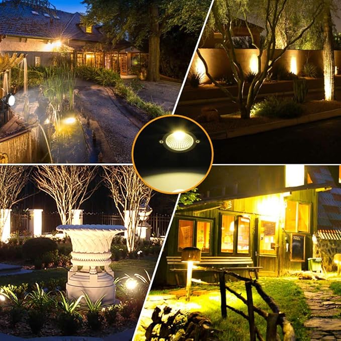 Romwish LED Landscape Spotlight 10W, Outdoor Landscape Lighting 120V Plug-in, 1100LM Waterproof LED Landscape Lights, Landscape Spot Lights for Yard, Garden, Tree, Driveway, 3000K Warm White-2 Pack