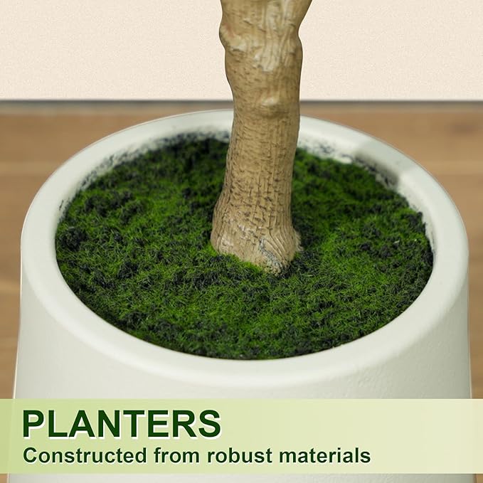 Olive Trees Artificial Indoor, 5 ft Faux Olive Tree with White Planter, Artificial Plants with Natural Wood Trunk and Lifelike Fruits for Home Office Decor