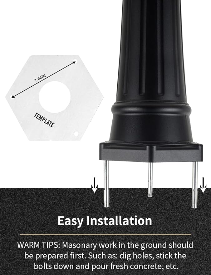 Dusk to Dawn Vintage Outdoor Post Light 82.7"H 3-Headed Lamp Post with Outlet IP65 Waterproof Street Lantern 3 Light Black Clear Glass Outdoor Lamp Post Lights E26 Outdoor Street Light Yard