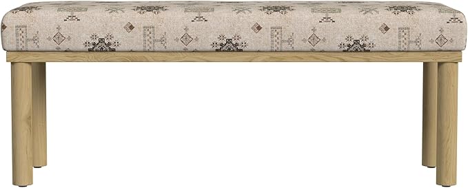 HomePop Oslo Decorative Bench -Cream Contemporary Global Pattern