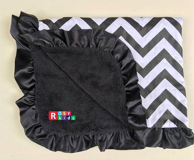 Rosy Kids Infant Carseat Canopy Cover 4pc Whole Caboodle, Baby Car Seat Cover Baby Blanket Outdoor Travelling Kit, Polka Dot Damask Black