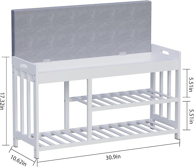 3-Tier Bamboo Shoe Rack Bench, Shoe Storage Organizer Bench, Entryway Benchs, Shoes Rack for Front Door Entrance, Entryway Bathroom Bedroom