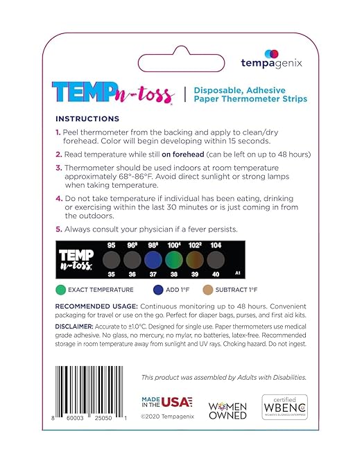 Fast Reading Disposable Forehead Thermometer Strips - Temp-N-Toss for Accurate & Hygienic Baby Temperature Measurement - Easy to Use and Reliable Single-Use Fever Indicator (18)