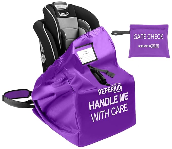 reperkid Premium Car Seat Travel Bag for Airplane - Durable, Universal Fit, Water-Resistant Gate Check Bag with Adjustable Carry Straps - for Safe and Hassle-Free Travel