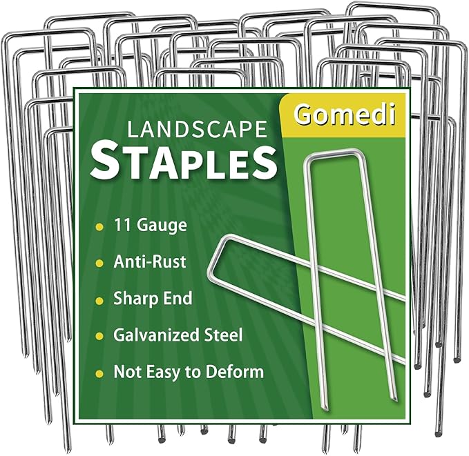 Landscape Staples Galvanized 8 Inch 60 Pcs, Metal Garden Stakes 1.6 Inch, Garden Staples for Lawn 11 Gauge