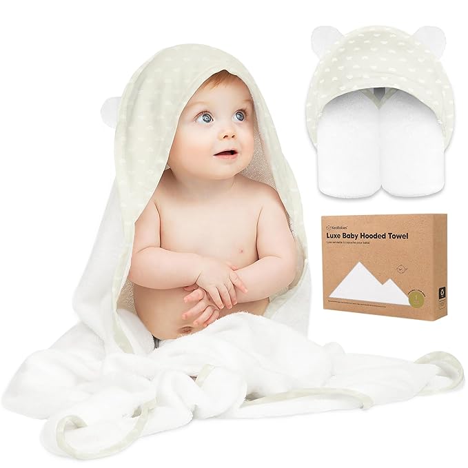 KeaBabies Hooded Baby Towel for Newborn - Viscose Derived from Bamboo Large Baby Bath Towels with Hood for Boys, Girls, Toddler, Extra Absorbent & Soft Newborn Bath Essentials (Rainbow, Regular)