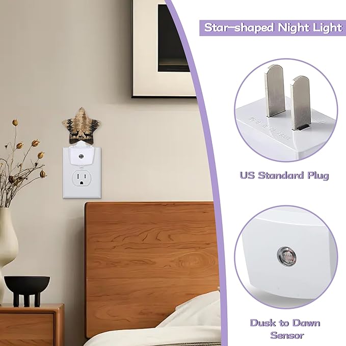 Deer Forest Night Lights Plug Into Wall Decorative,Rustic Woodland Nightlight with Dusk Sensor for Bathroom,Kitchen,Entryway,Room Accent,Gifts
