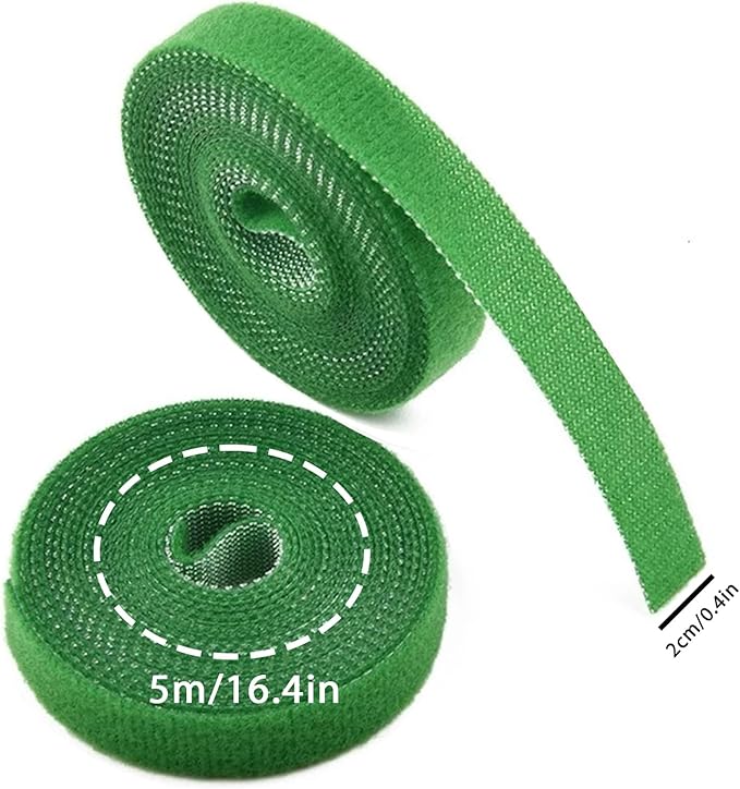 IFNOW Hook and Loop Cable Ties Reusable Fastening Tape Garden Tie Strap Plant Supports Gentle on Plants Plant Ties Garden Tape (4, Green-0.8in)