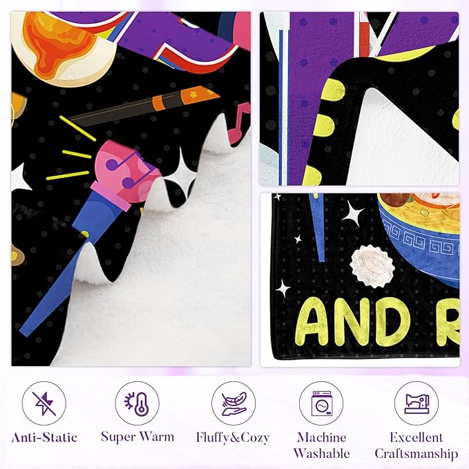 Kpop Blanket Gifts, for Teens, Soft Flannel Ramen Blanket for Fans, Trendy Kpop Merch Gifts, for Young Adults, Ideal Gifts, for Teens and Young Adults, Holiaday Gift 50x60in