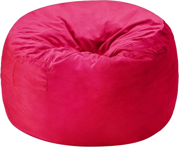 Homguava 4 FT Bean Bag Chair: 4' Bean Bags with Memory Foam Filled, Large Beanbag Chairs Soft Sofa with Dutch Velvet Cover-Pink