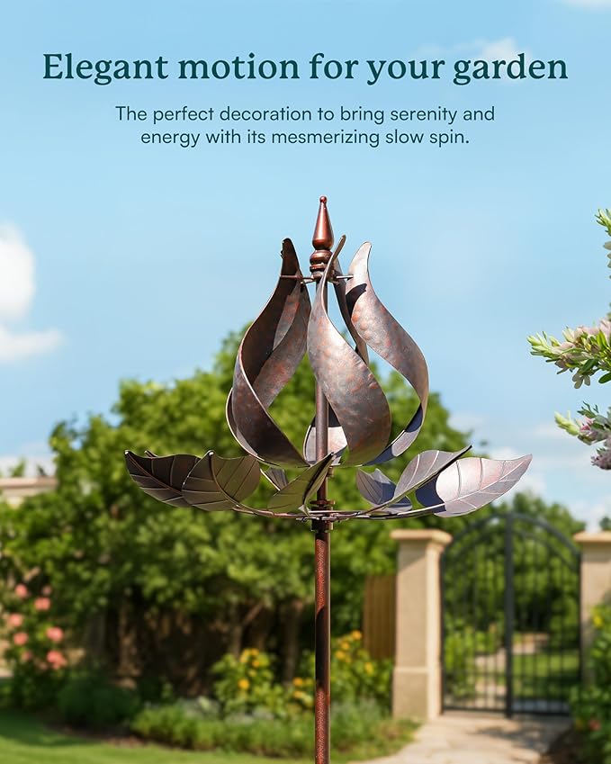 Wind Spinners Outdoor - Large Tulip Metal Wind Spinners with Stake, Garden Windmill Yard Spinner Lawn Decor (24" W x 75" H)