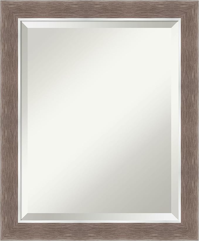 Amanti Art Brown Wall Mirror 24x20 Noble Mocha Rectangle Bathroom Mirror for Wall Decor Living Room, Small Casual Frame, Hangs Horizonally and Vertically, Bathroom Decor, Beveled Edge from WI, USA