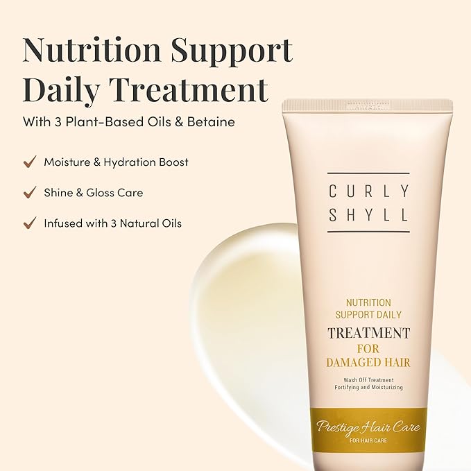 CURLYSHYLL Nutrition Support Daily Treatment | Moisture-Rich Hair Conditioner with Natural Oils & Betaine | Daily Care for Damaged Hair | 250ml