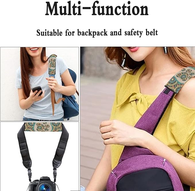UNICEU Bohemian Animal Dog Paw Car Accessories Neoprene Comfort Car Seat Belt Shoulder Strap Pads, 2 Packs, Universal Auto Seatbelt Cover