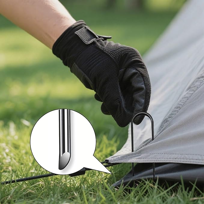 8 inch 20 Pack U Shape Black Garden Stakes,11 Gauge Garden Pins,U-Shaped Tent Stakes,Galvanized Landscape Staples for Yard Lawn,Tube, Landscape Fabrics,Irrigation Hose and Weed Barriers