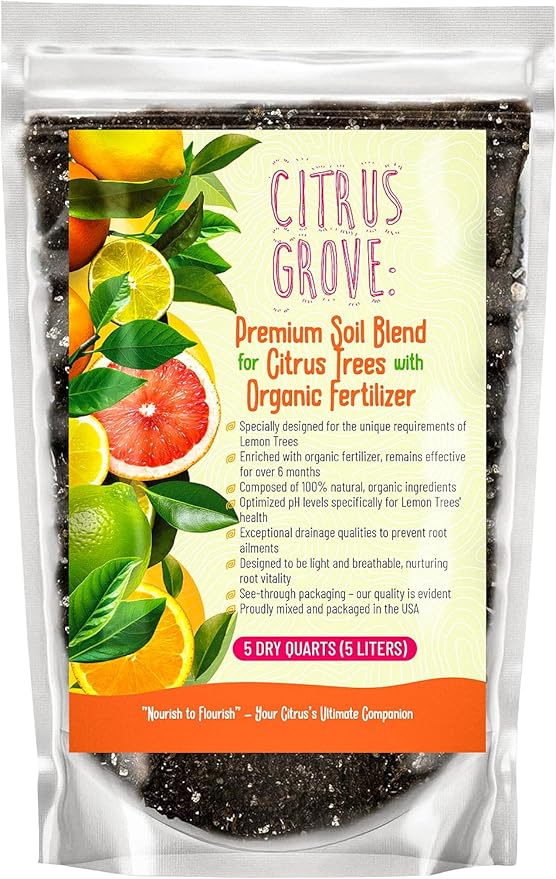 Premium Organic Citrus Potting Soil for Indoor/Outdoor Plants - Perfect for Oranges, Lemons, Limes & Grapefruits Trees - Hand Blended for Optimal Growth (4 QUARTS)