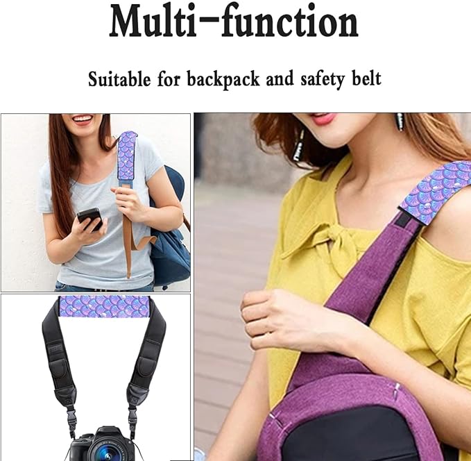Mermaid Scale Car Seat Belt Cover Pad 2-Piece Super Soft Comfortable Shoulder Seatbelt Pads Cushions